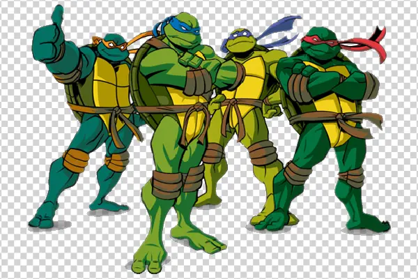 Teenage Mutant Ninja Turtles Group Pose PNG Transparent Background