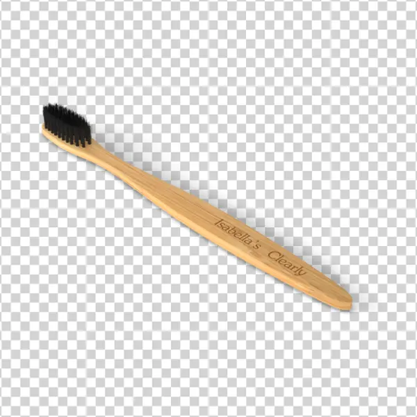 Bamboo Toothbrush with Black Bristles PNG Transparent
