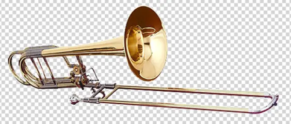 Golden Brass Trombone PNG Transparent Background
