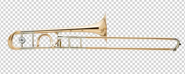 Golden Brass Trombone PNG Transparent Background
