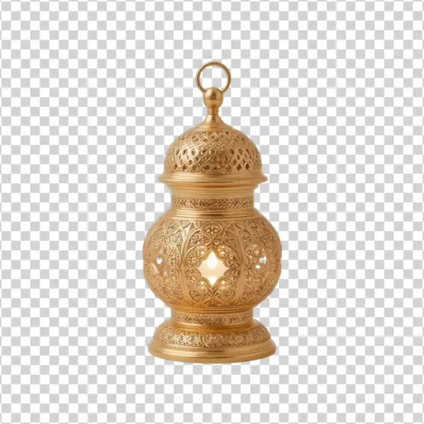Golden Ornate Moroccan Lantern PNG Transparent Background