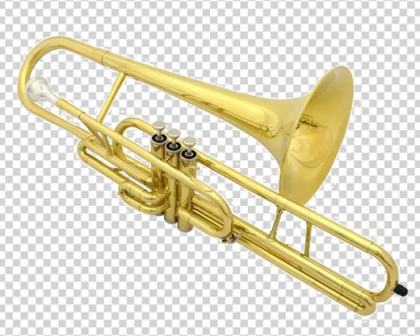 Golden Valve Trombone PNG Transparent Background
