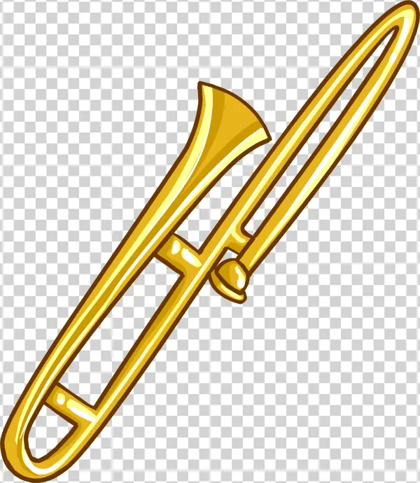 Golden Cartoon Trombone PNG Transparent