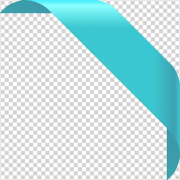 Aqua Blue Corner Ribbon Transparent PNG
