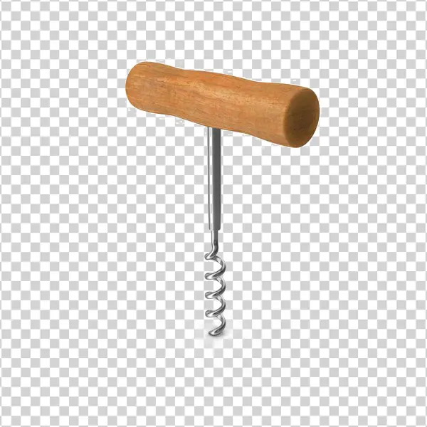 Corkscrew with Wooden Handle PNG Transparent