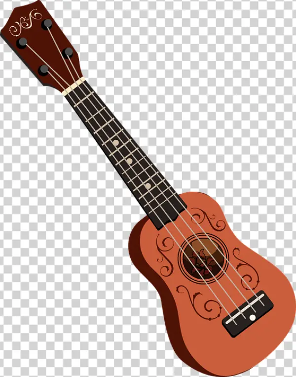 Ukulele with Floral Design PNG Transparent