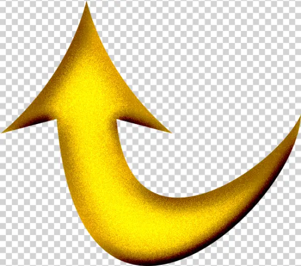 Golden Curved Up Arrow PNG Transparent Background