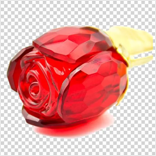 Red Crystal Rose with Gold Leaf PNG Transparent