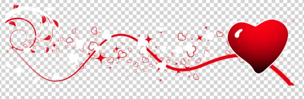 Decorative Red and White Hearts Swirl PNG