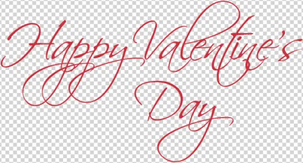 Happy Valentine's Day Red Script PNG