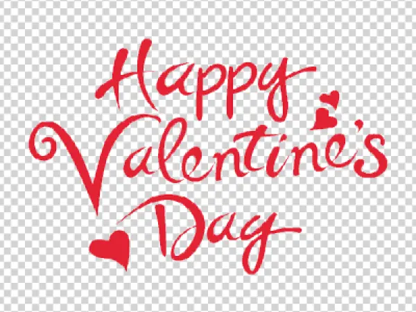 Happy Valentine's Day Red Script Text PNG