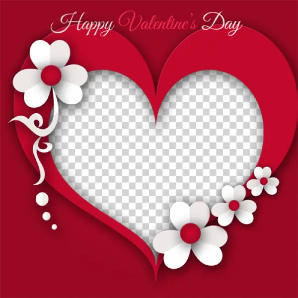 Happy Valentine's Day Heart Photo Frame PNG
