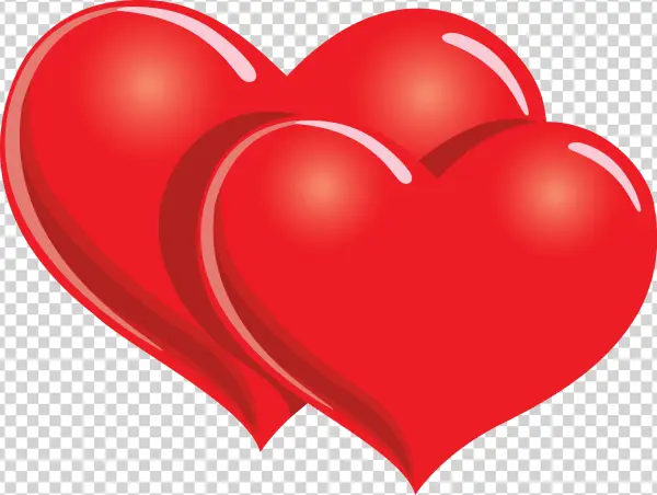 Red Glossy Hearts PNG Transparent Background