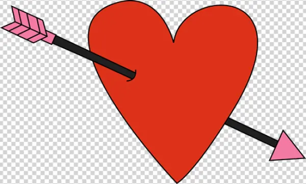 Red Heart with Cupid's Arrow PNG Transparent Background