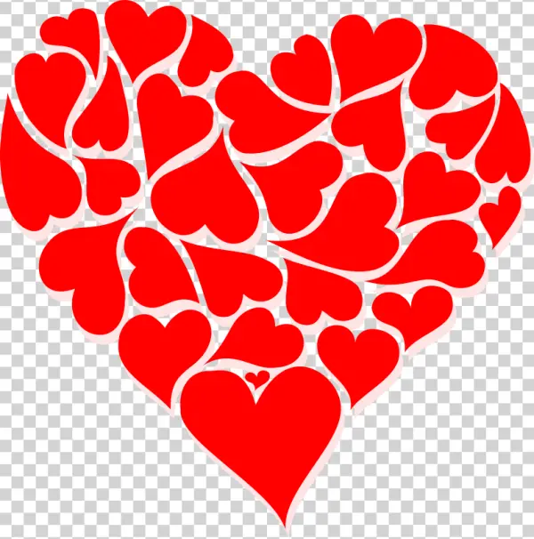 Red Hearts Forming Big Heart PNG Transparent