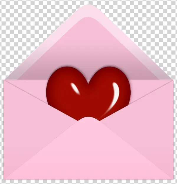 Pink Envelope with Red Heart PNG Transparent