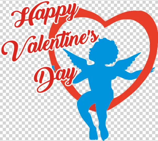 Happy Valentine's Day Cupid Heart PNG