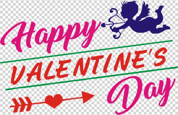Happy Valentine's Day Message with Cupid PNG