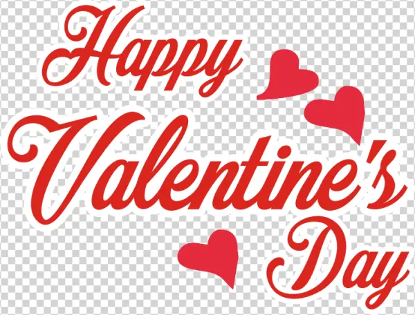 Happy Valentine's Day Red Script with Hearts PNG