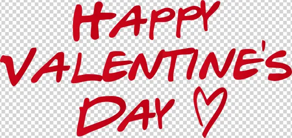 Happy Valentine's Day Red Text PNG with Heart