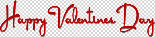 Happy Valentine's Day Red Script PNG