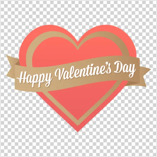 Happy Valentine's Day Heart Banner PNG Transparent