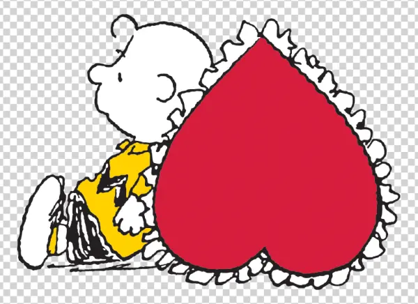 Charlie Brown Holding Red Heart PNG Transparent