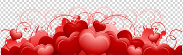 Romantic Red Hearts and Swirls Design PNG