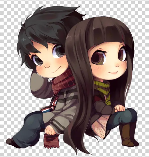Cute Chibi Couple Transparent PNG