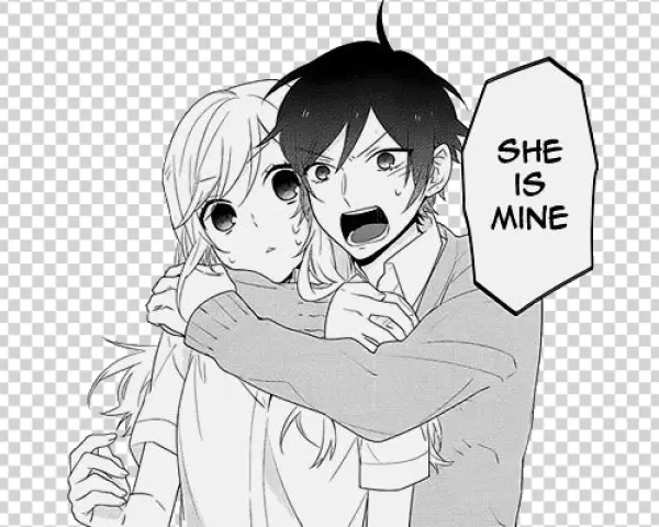 Anime Manga Couple Hug "She Is Mine" PNG