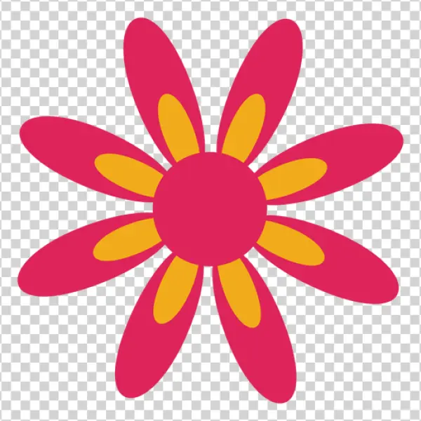 Pink and Yellow Stylized Flower PNG Transparent Background