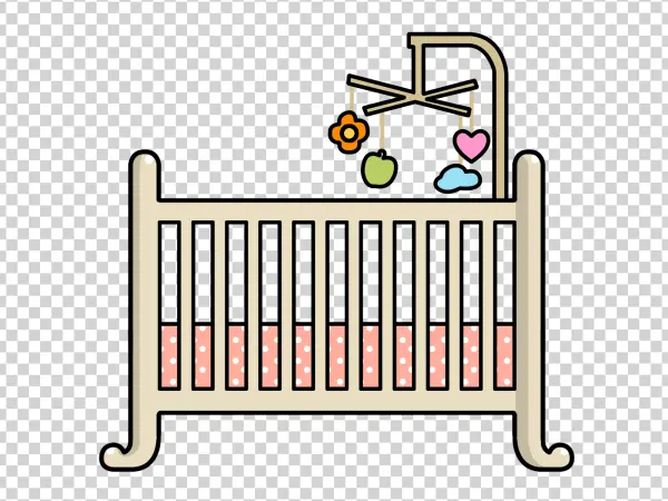Baby Crib with Mobile PNG Transparent Background