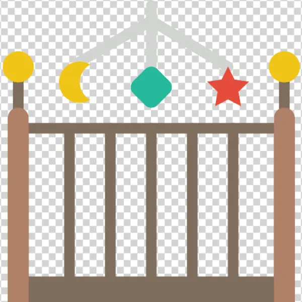 Baby Crib with Mobile Icon Transparent Background