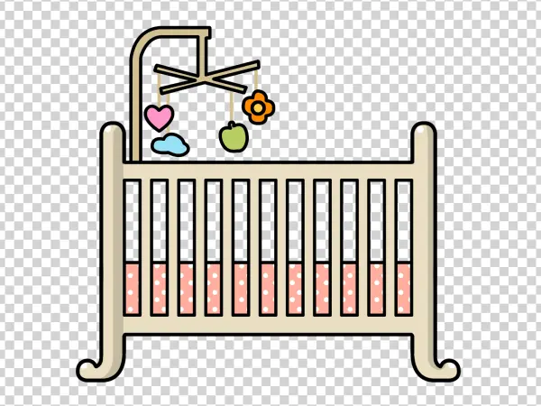 Baby Crib with Mobile PNG Transparent Background