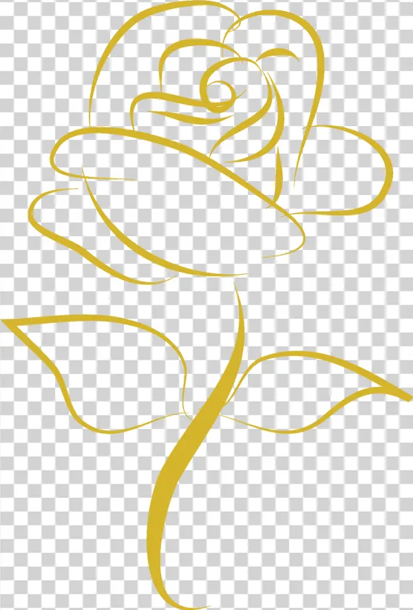 Golden Rose Line Art PNG Transparent Background