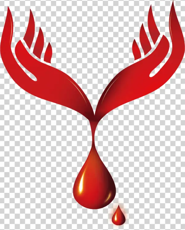 Red Hands Holding Blood Drop PNG Transparent