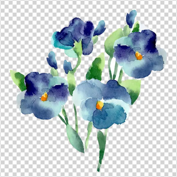 Watercolor Blue Flowers PNG Transparent Background