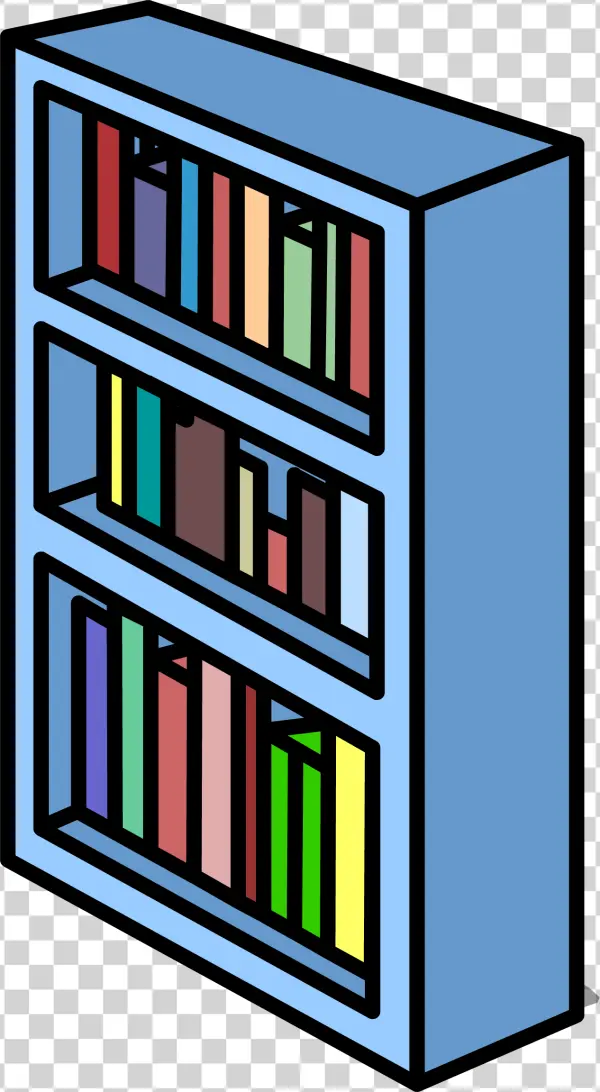 Cartoon Bookshelf with Books PNG Transparent Background