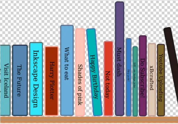 Colorful Bookshelf with Humorous Titles PNG