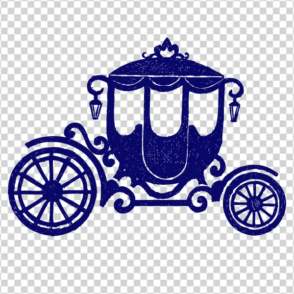 Vintage Blue Carriage Silhouette PNG Transparent Background