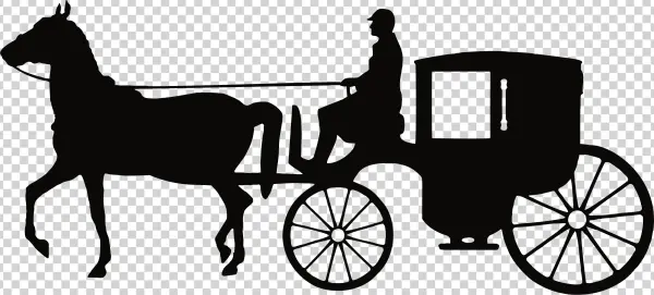 Vintage Horse Drawn Carriage Silhouette PNG