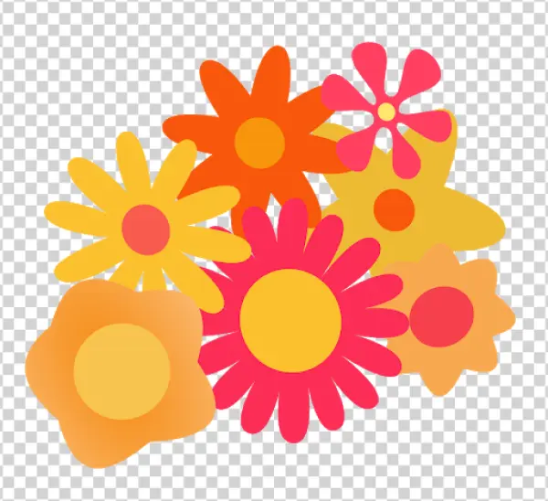 Colorful Cartoon Flowers PNG Transparent Background