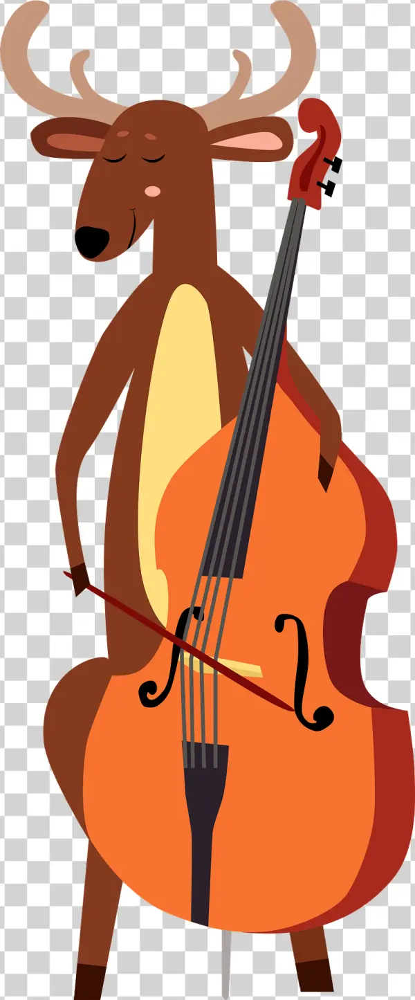 Cartoon Deer Playing Double Bass PNG