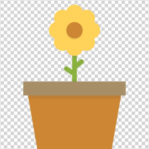 Stylized Potted Yellow Flower PNG