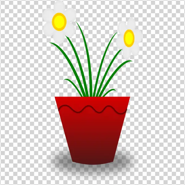 Potted White Flowers Transparent PNG