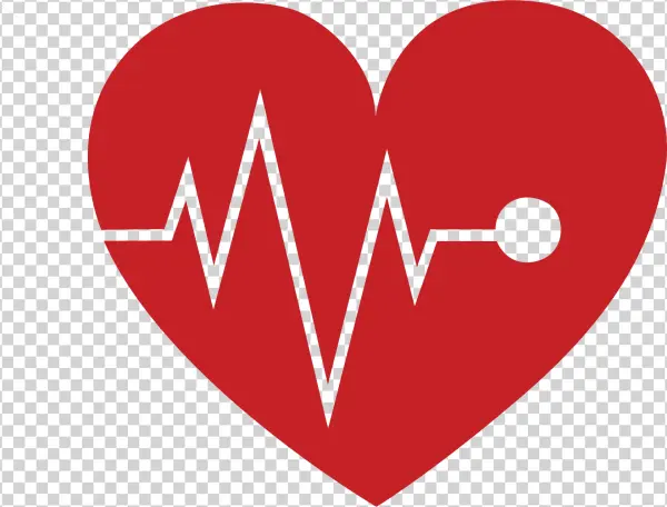 Red Heart with ECG Line PNG Transparent