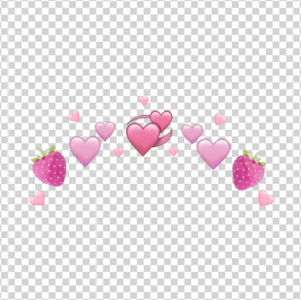 Cute Pink Hearts and Strawberries PNG