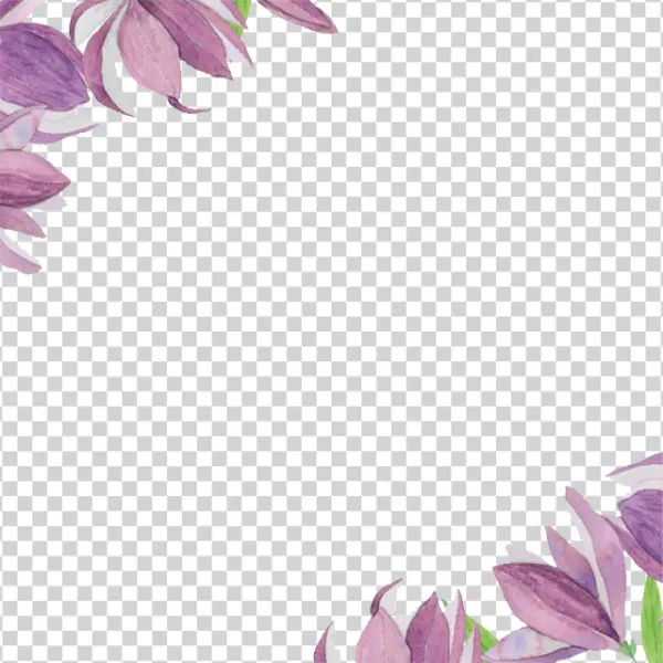 Purple Watercolor Floral Corner Frame PNG