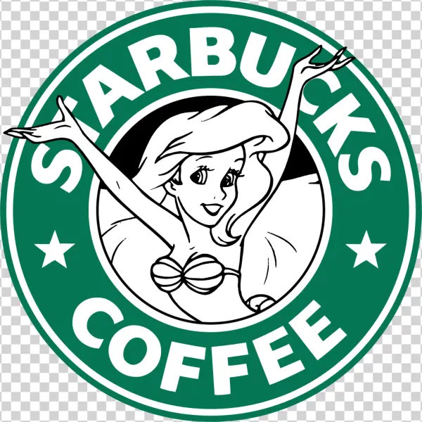 Ariel Starbucks Coffee Logo Parody PNG Transparent