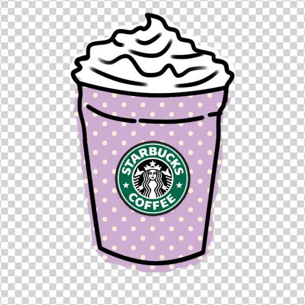 Cute Purple Polka Dot Starbucks Coffee Cup PNG